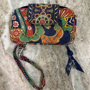 Vera Bradley Quilted Paisley Wristlet in Navy, Orange, Green & Pink